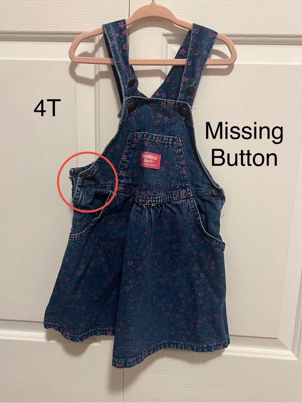 OshKosh B'gosh Dark Blue Floral Denim Overall Dress